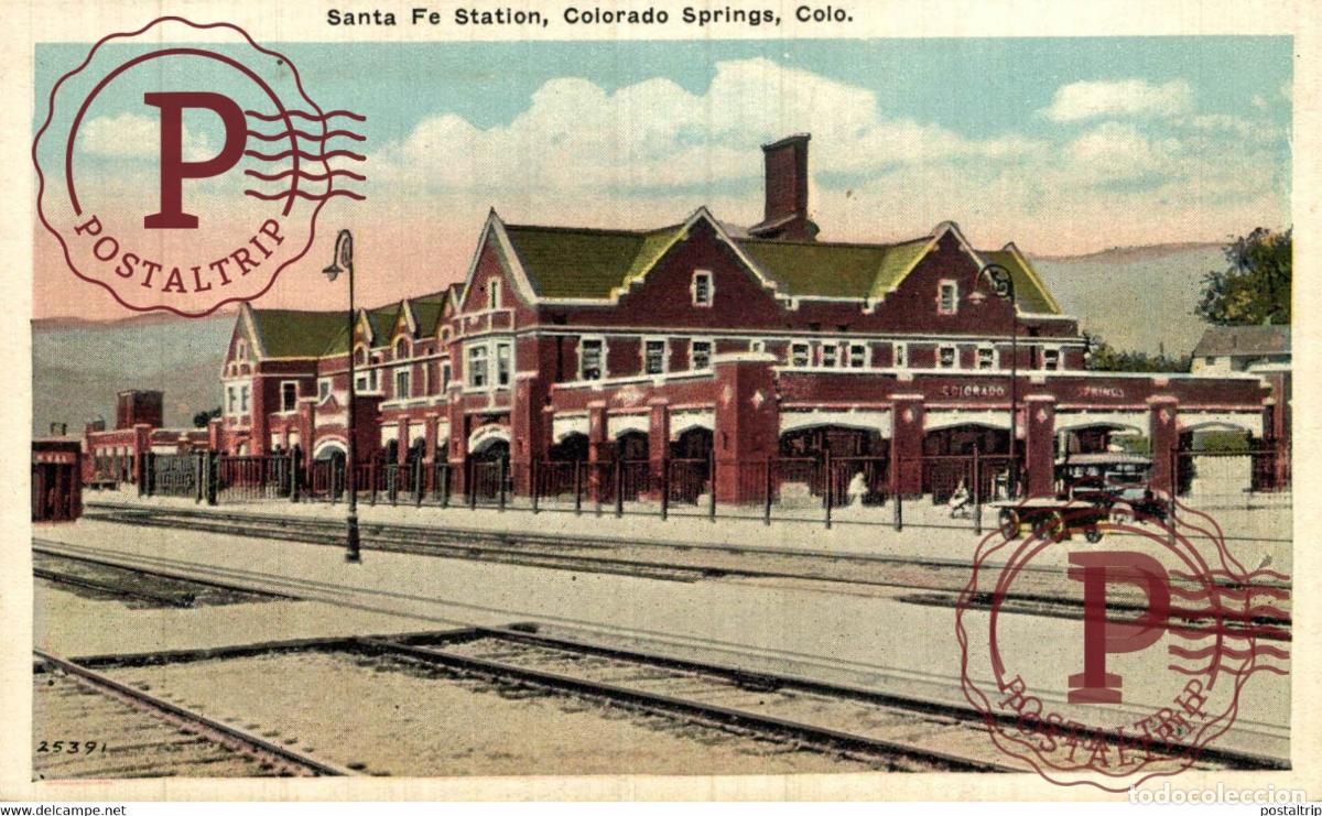 Postales: GARE - SANTA FE STATION, COLORADO SPRINGS RAILROAD RAILWAY CHEMIN DE FER EEUU USA