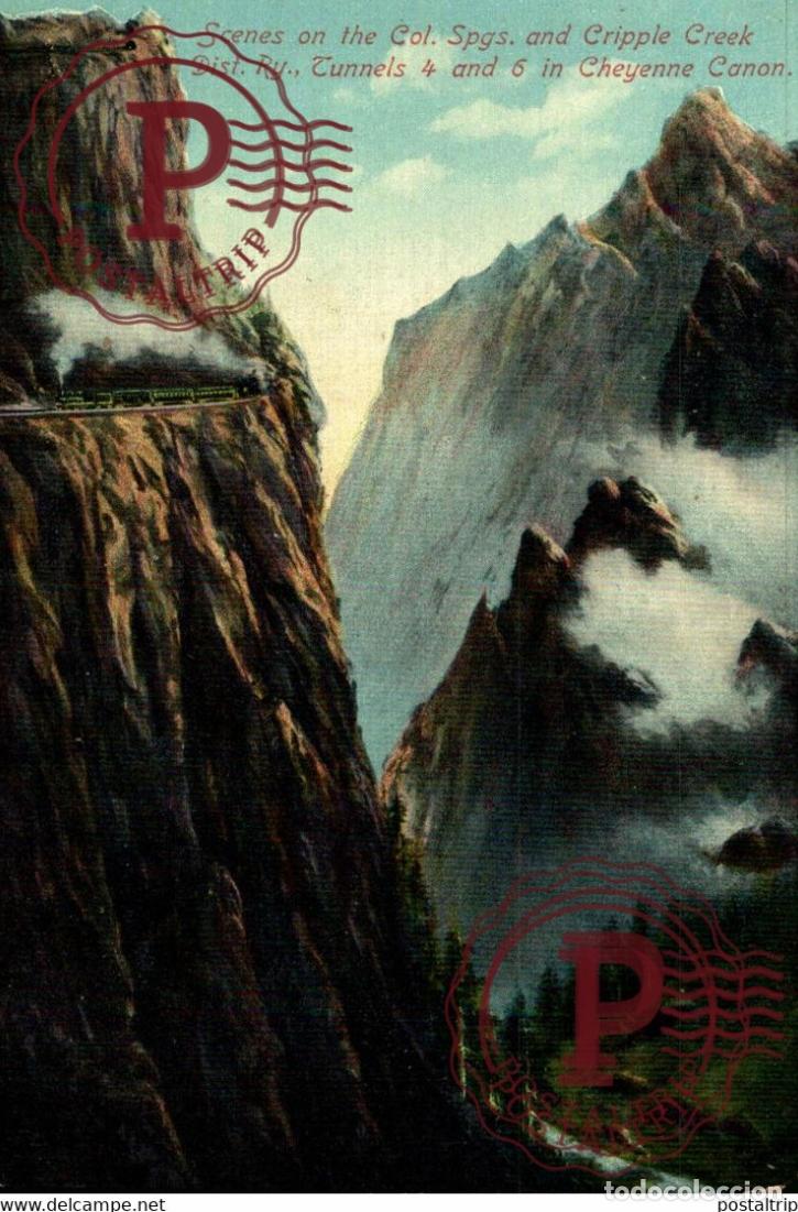 Postales: SCENES ON THE COL SPRINGS AND CRIPPLE CREEK CHEYENNE CANON RAILROAD RAILWAY CHEMIN DE FER EEUU USA