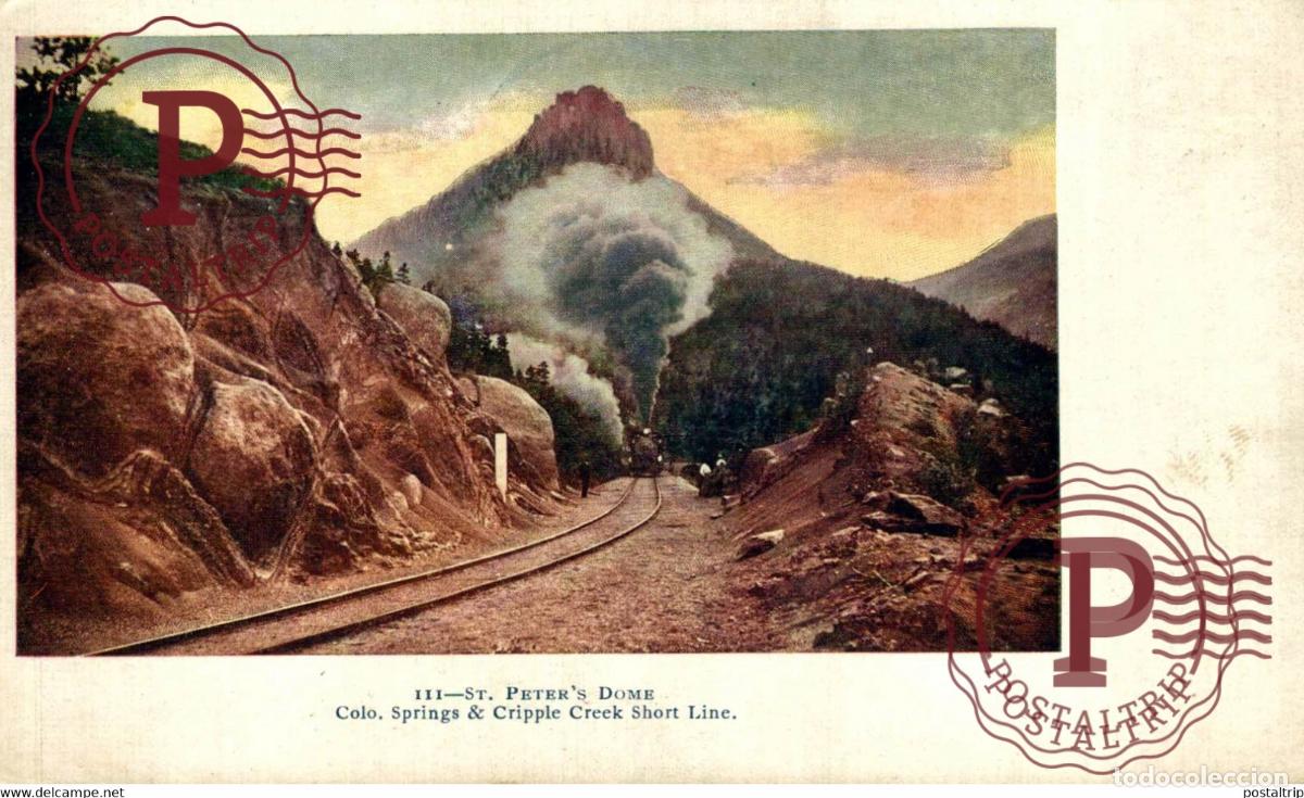 Postales: ST PETERS DOME COLORADO SPRINGS CRIPPLE CREEK SHORT LINE MASS MASSACHUSETTS RAILROAD RAILWAY CHEM