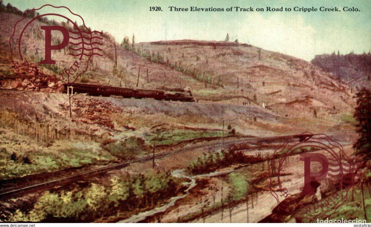 Postales: three elevations of track colorado ON ROAD TO CRIPPLE CREEK RAILROAD RAILWAY CHEMIN DE FER EEUU USA