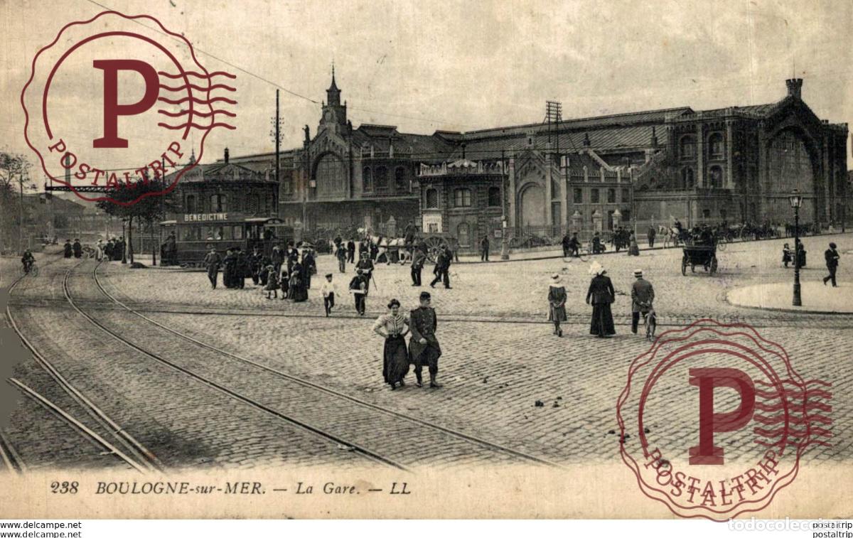 Postales: BOLOGNE SUR MER- LA GARE- LOCOMOTIVES FRAN&Ccedil;AISES TREN TRAIN TREIN CHEMIN DE FER RAILWAY