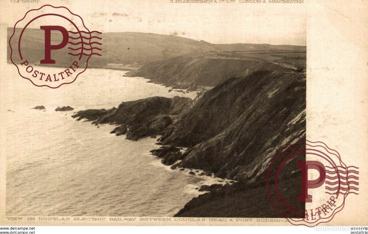 Postales: VIEW ON DOUGLAS ELECTRIC RAILWAY BETWEEN DOUGLAS HEAD & PORT SODERICK. TREN TRAIN TREIN.