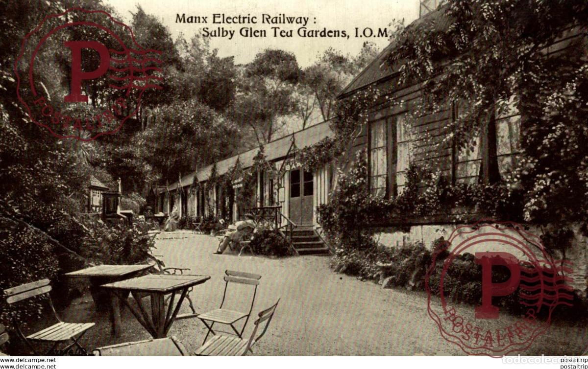 Postales: MANX ELECTRIC RAILWAY. SALBY GLEN TEA GARDENS, I.O.M. TREN TRAIN TREIN.