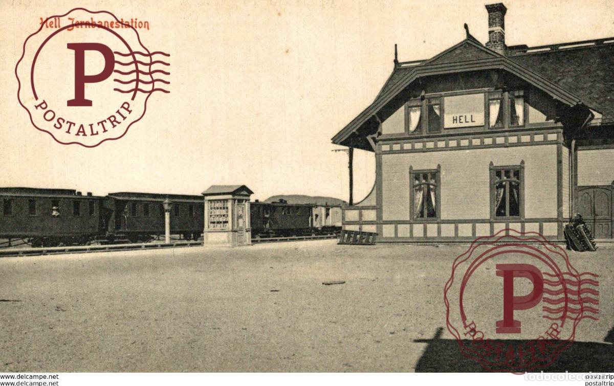 Postales: HELL JERNBANESTATION. TREN TRAIN TREIN.