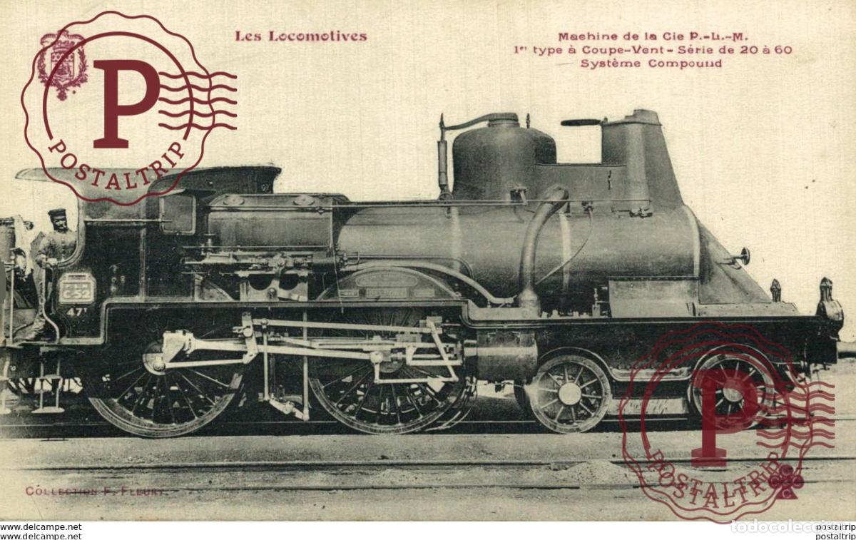 Postales: LES LOCOMOTIVES, MACHINE DE LA CIE P. - Lt - M 1&ordm; TYPE A COUPE - VENT SERIE DE 20 A 60 TREN TRAIN