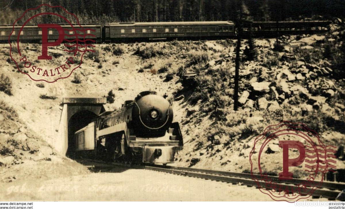 Postales: C.P.R. TRAIN ONE OF THE TUNNELS IN THE ROCKY MOUNTAINS. - REAL PHOTO TREN TRAIN TREIN.