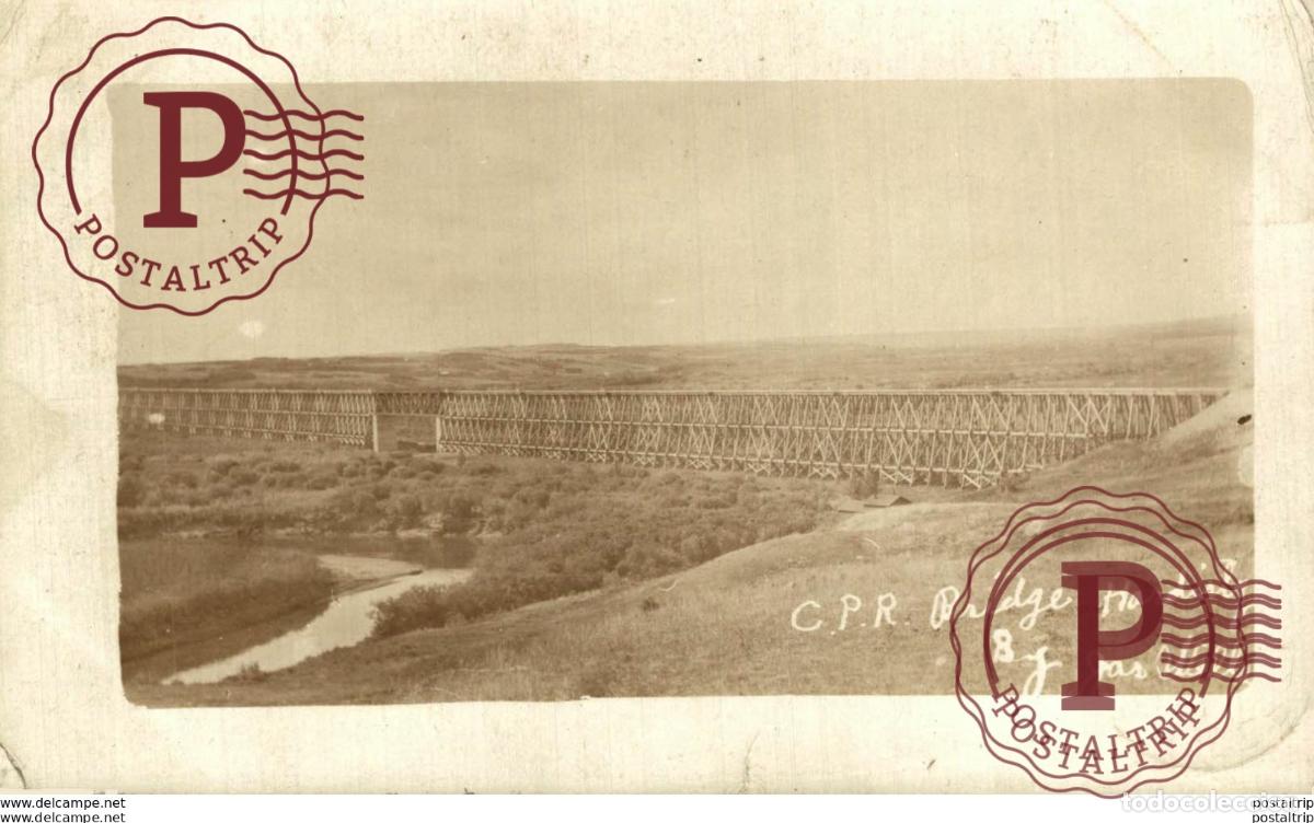 Postales: C.P.R. BRIDGE HARDISLY. REAL PHOTO. TREN TRAIN TREIN.