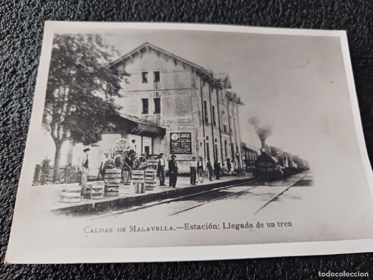 Postales: CALDAS DE MALAVELLA. ESTACION. LLEGADA DE UN TREN, 18 infantiles, S.I.D.E. S/A