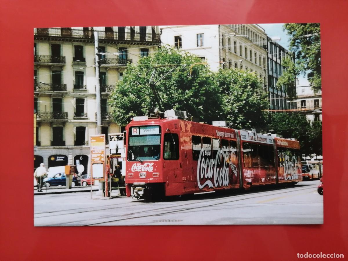 Postales: POSTAL 19674 NUEVA-FRANCIA LE PETIT CHEMINOT -506 GENEVE TRANVIA TPG 849 COCA-COLA SUIZA FERROCARRIL
