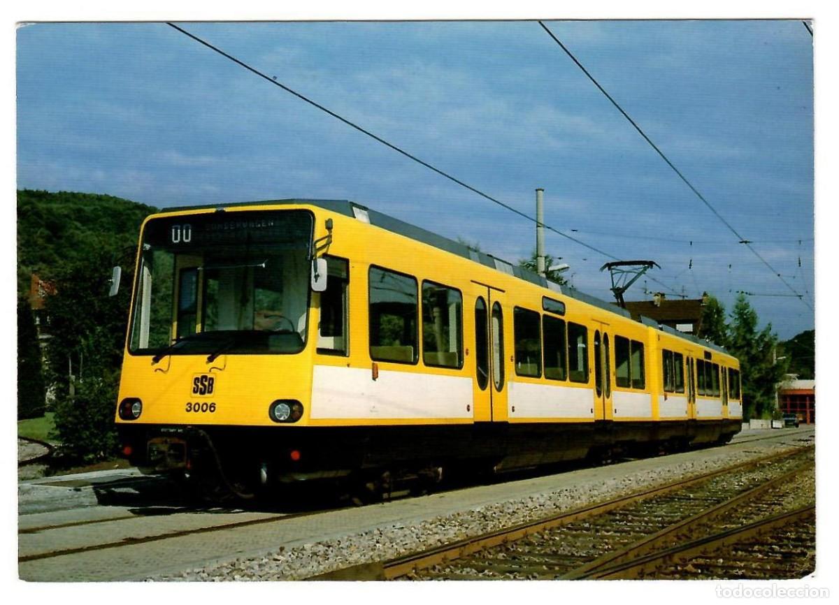 Postales: Tren-tranv&iacute;a de Stuttgarter Strassenbahnen, Stuttgart (Alemania). Ed. Der Bahnladen (1983).