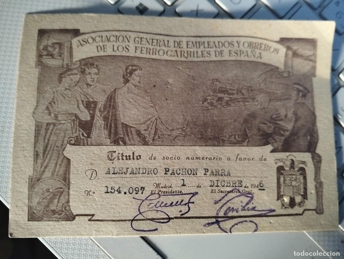 Postales: ASOCIACION GENERAL DE EMPLEADOS Y OBREROS DE LOS FERROCARRILES DE ESPA&Ntilde;A - FERROCARRIL 1946