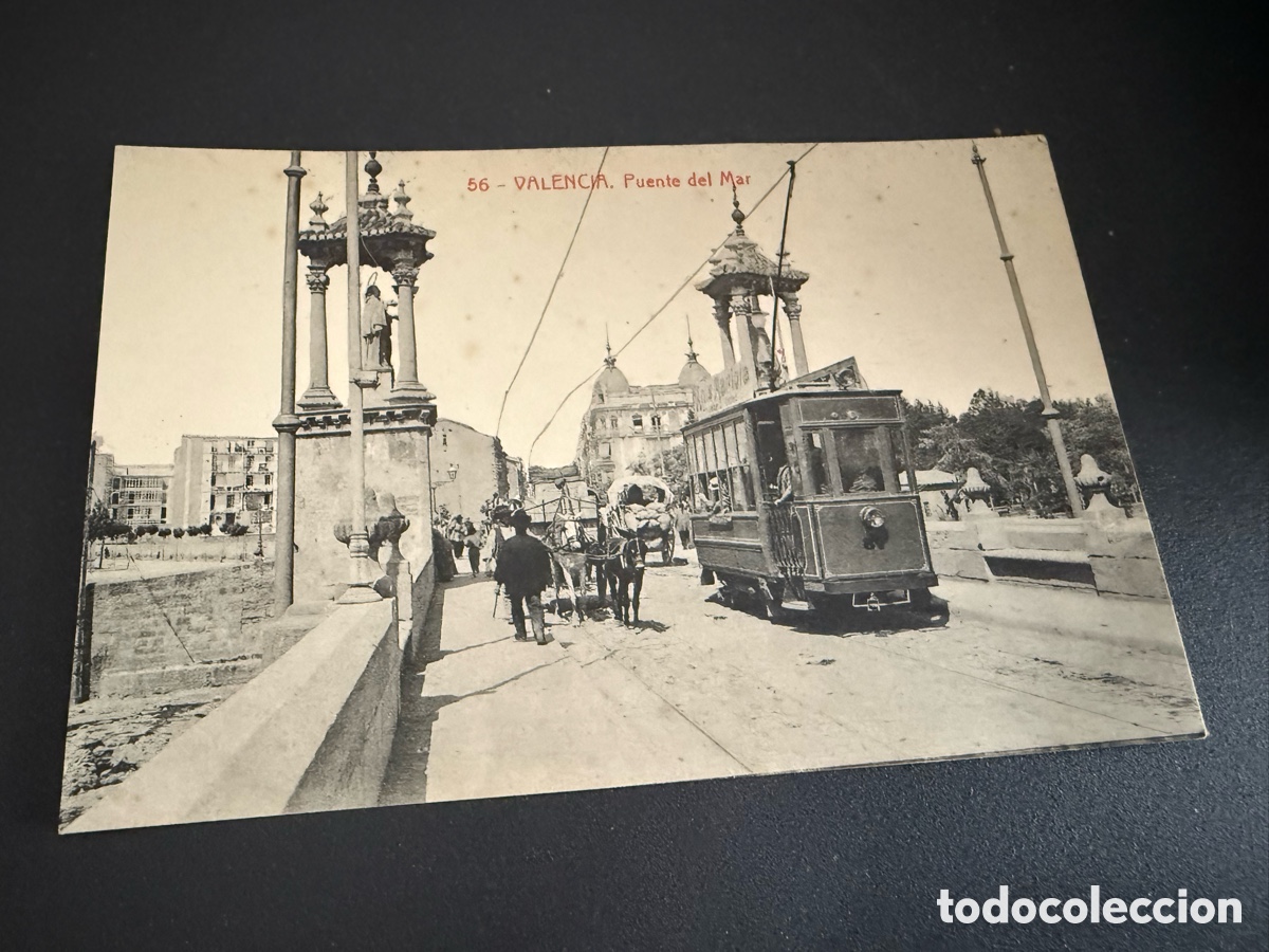 Postales: Postal Valencia. PUENTE DEL MAR. Fototipia THOMAS. Tranv&iacute;a