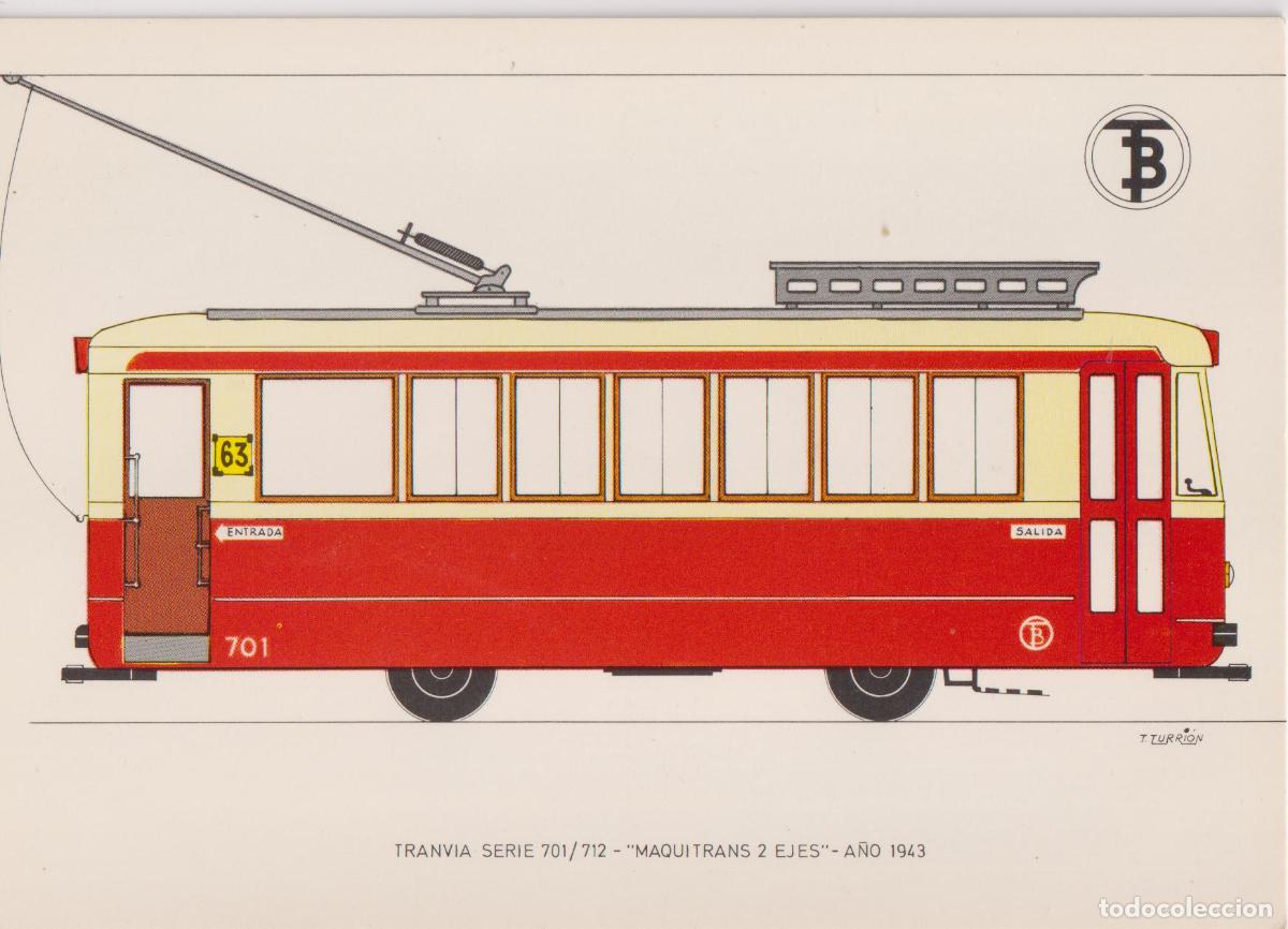 Postales: TRANVIA MAQUITRANS 2 EJES SERIE 701/712 A&Ntilde;O 1943 - TRANSPORTES DE BARCELONA N&ordm;38