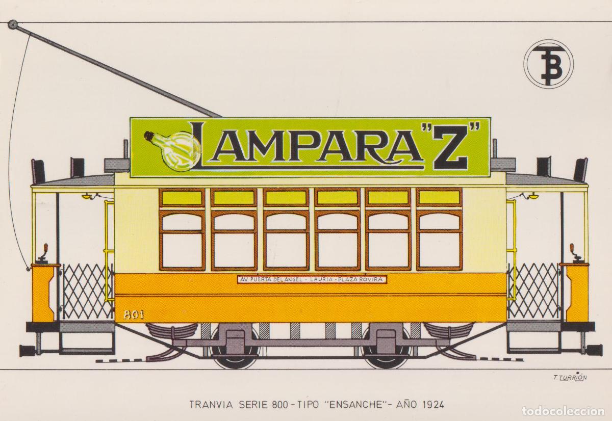Postales: TRANVIA SERIE 800 TIPO ENSANCHE A&Ntilde;O 1924 - TRANSPORTES DE BARCELONA