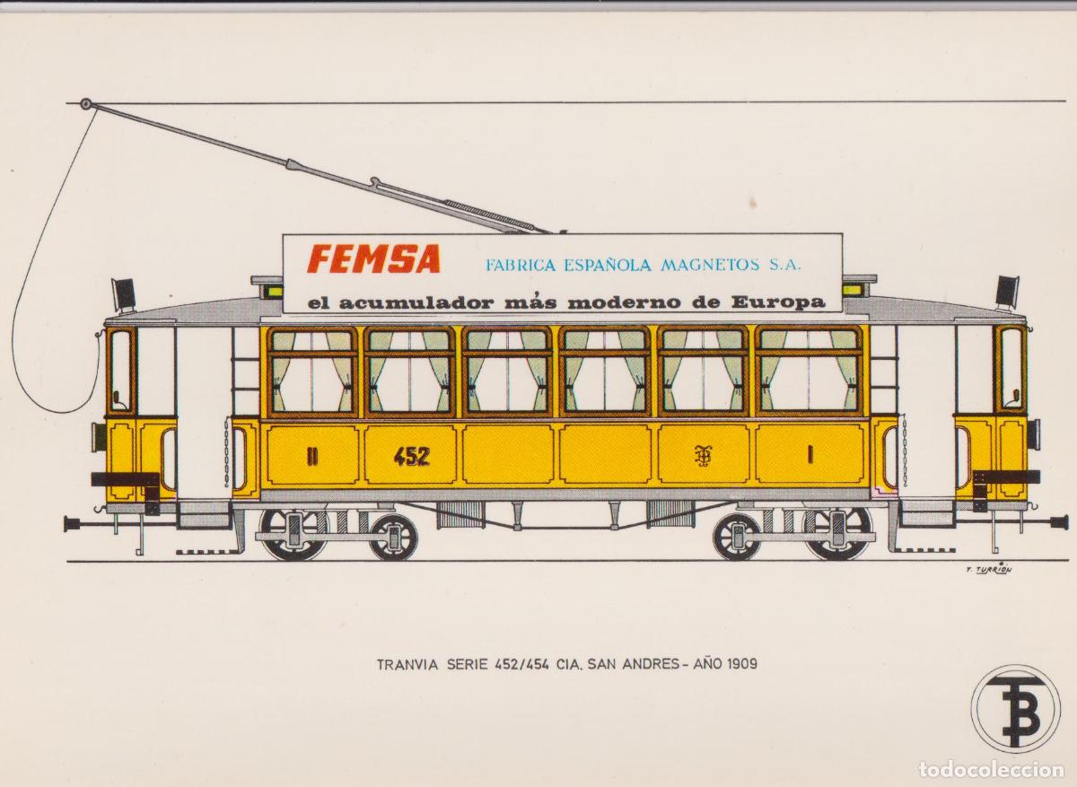 Postales: TRANVIA SERIE 452/454 DIA SAN ANDRES A&Ntilde;O 1909 - TRANSPORTES DE BARCELONA