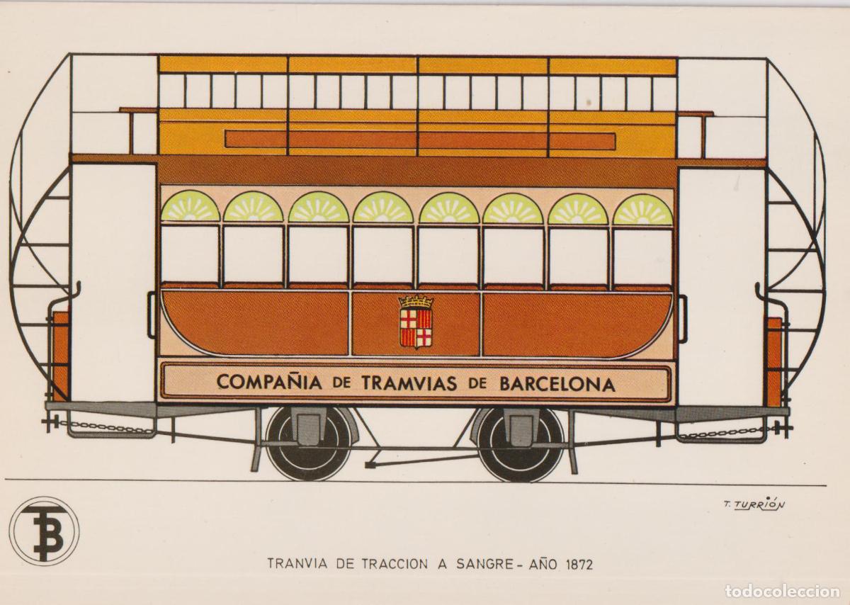 Postales: TRANVIA DE TRACCION A SANGRE A&Ntilde;O 1872 - TRANSPORTES DE BARCELONA