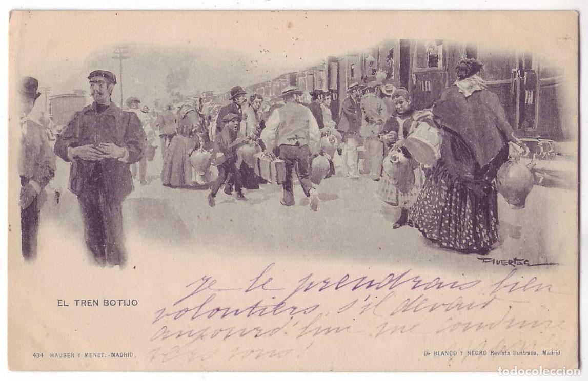 Postales: El tren Botijo. Hauser y Menet. Sin dividir. Circulada (Anterior a 1905)