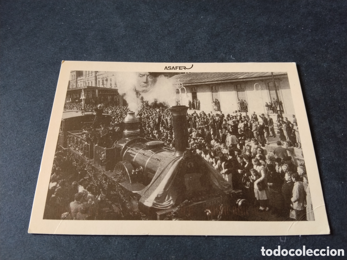 Postales: Postal asafer llegada del tren del centenario, estaci&oacute;n de Matar&oacute;