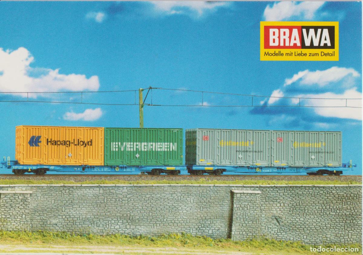 Postales: BRAWA - VAG&Oacute;N PORTACONTENEDORES DOBLE MEGAFRET HO LA AAE &ndash; BRAWA &ndash; S/C