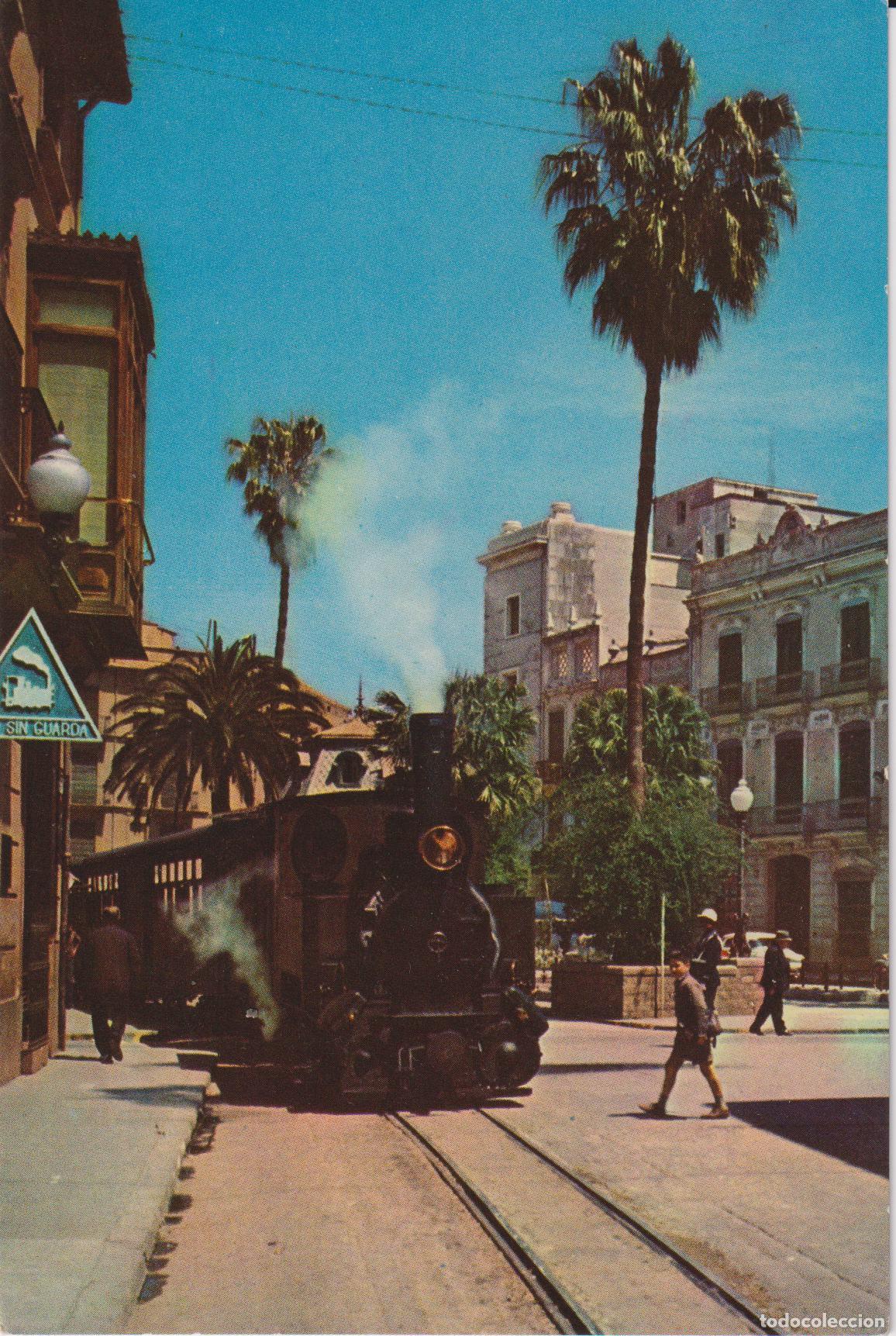 Postales: CASTELL&Oacute;N DE LA PLANA, PLAZA DE LA PAZ, TRANVIA A VAPOR &ndash; A.CAMPA&Ntilde;A II 6423 &ndash; ESCRITA 1961