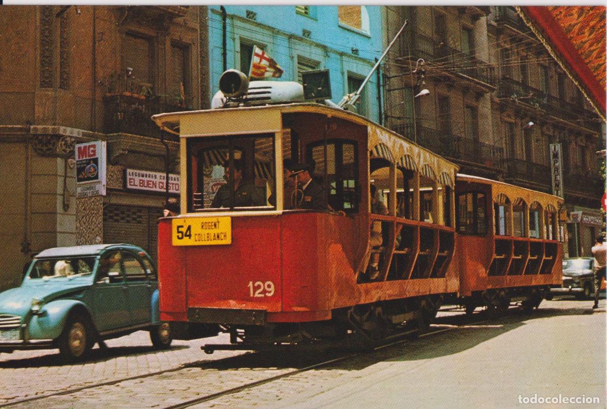 Postales: TRAM-VIES DE BARCELONA, COTXE 129 SERIE 125-132 CAN GIRONA (1906) &ndash; ED.FERROVIARIES N&ordm;12 &ndash; S/C