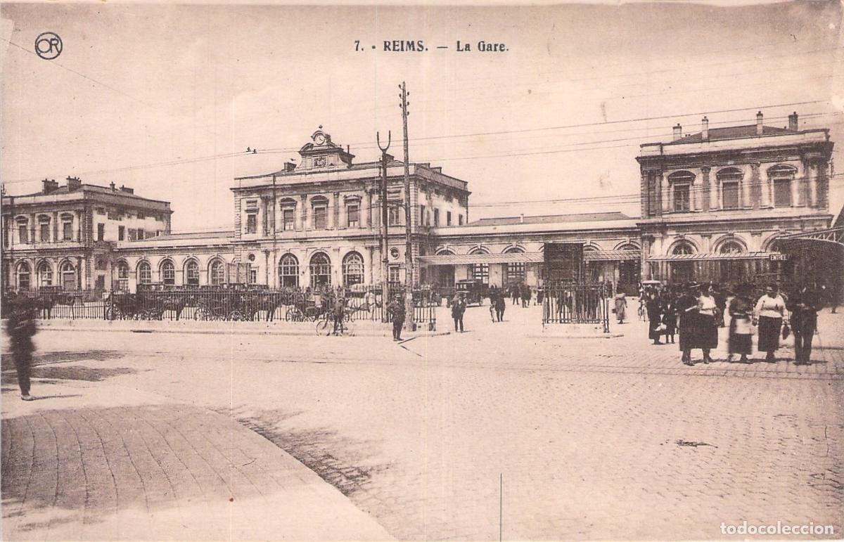 Postales: Postal de la Estaci&oacute;n de Ferrocarril de Reims en Francia