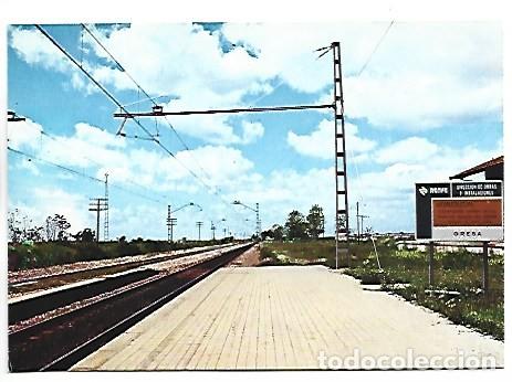 Postales: ELECTRIFICACION DE LA LINEA CORDOBA - SEVILLA, ASPECTO DEL PORTICO DE LA CATENARIA.- RENFE