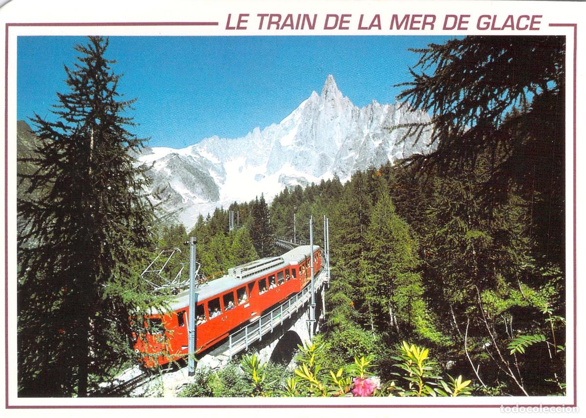 Postales: Postal del tren de Montenvers y Mer de Glace en los Alpes