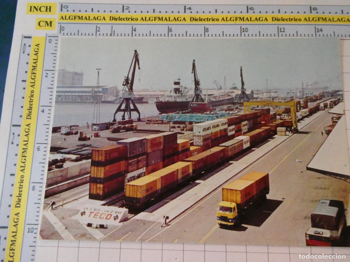Postales: POSTAL DE TRENES FERROCARRILES. A&Ntilde;O 1974 RENFE TERMINAL CONTENEDORES EN BARCELONA CAMI&Oacute;N PEGASO 2477