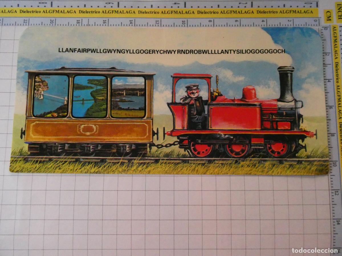 Postales: POSTAL DE TRENES FERROCARRILES. REINO UNIDO GALES, EL PUEBLO CON EL NOMBRE M&Aacute;S LARGO DEL MUNDO. 0