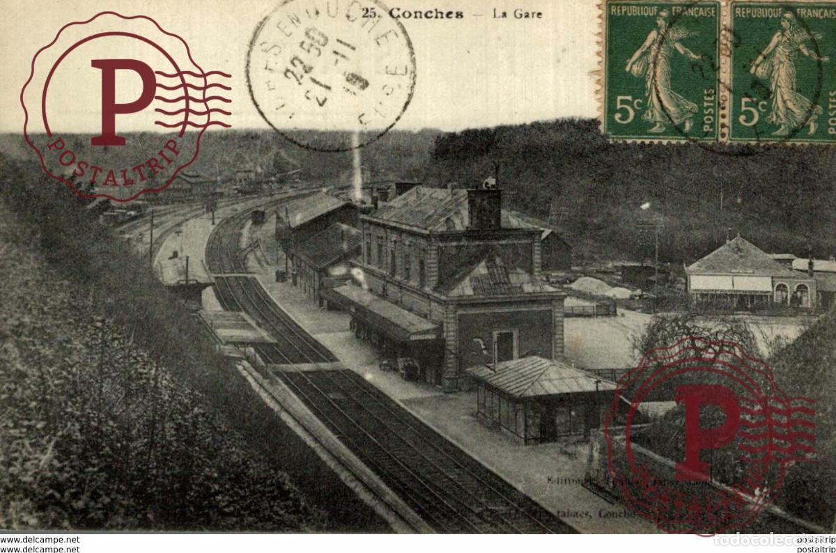 Postales: CONCHES Eure - Vue panoramique de La GARE