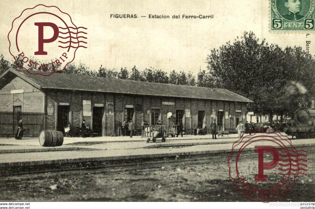 Postales: 1908 FIGUERAS ESTACION DEL FERRO CARRIL