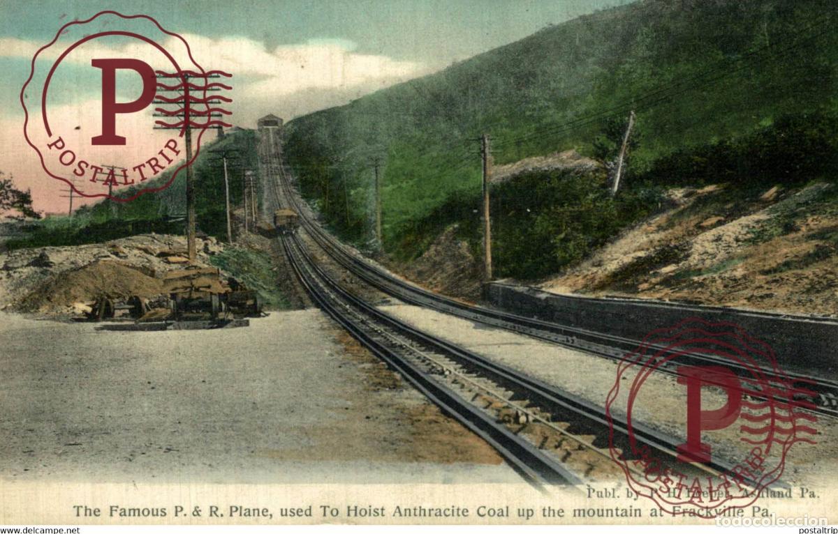 Postkarten: THE FAMOUS P R PLANE UNSED TO HOIST ANTHRACITE COAL FRACKVILLE PA TRAIN TREN CHEMIN DE FER RAILWAY