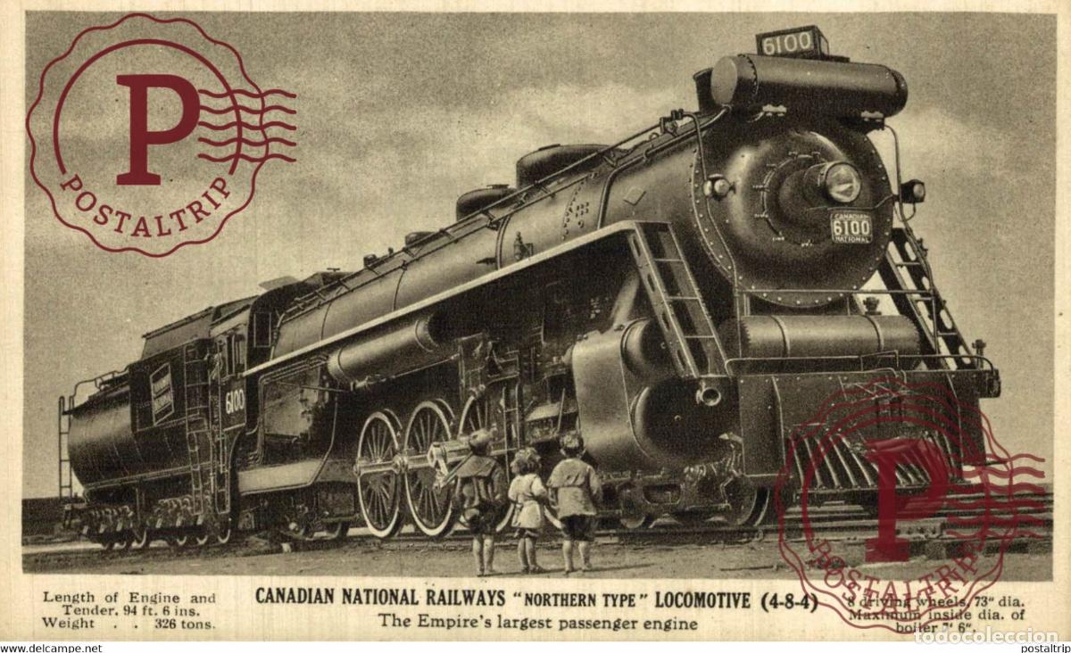 Postkarten: CANADIAN NATIONAL RAILWAYS NOTHERN TYPE LOCOMOTIVE TRAIN TREN CHEMIN DE FER RAILWAY