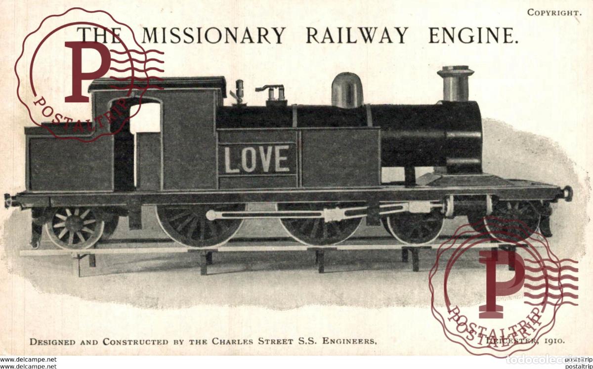 Postales: The Missionary Railway Engine. Train, Tren.