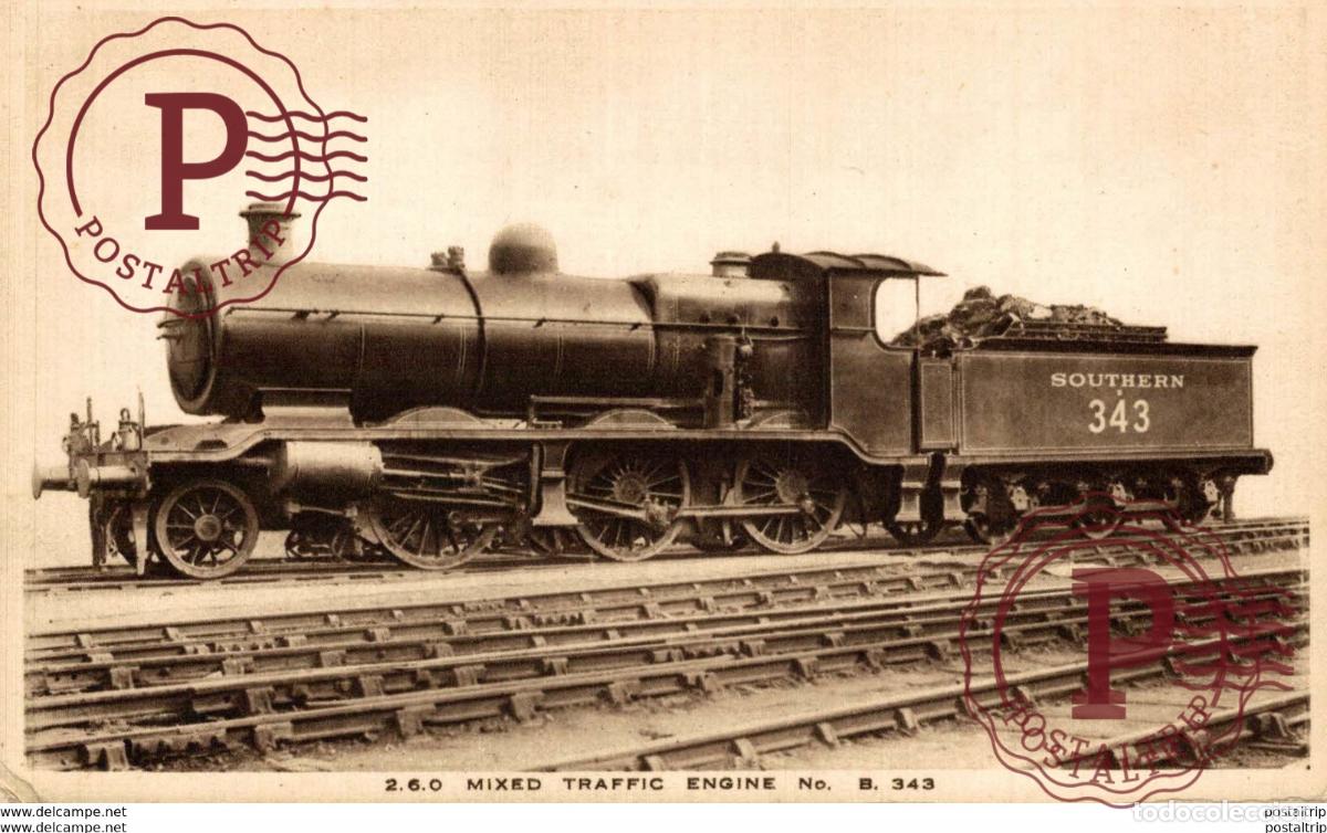 Postcards: Southern 343. Train, Tren.