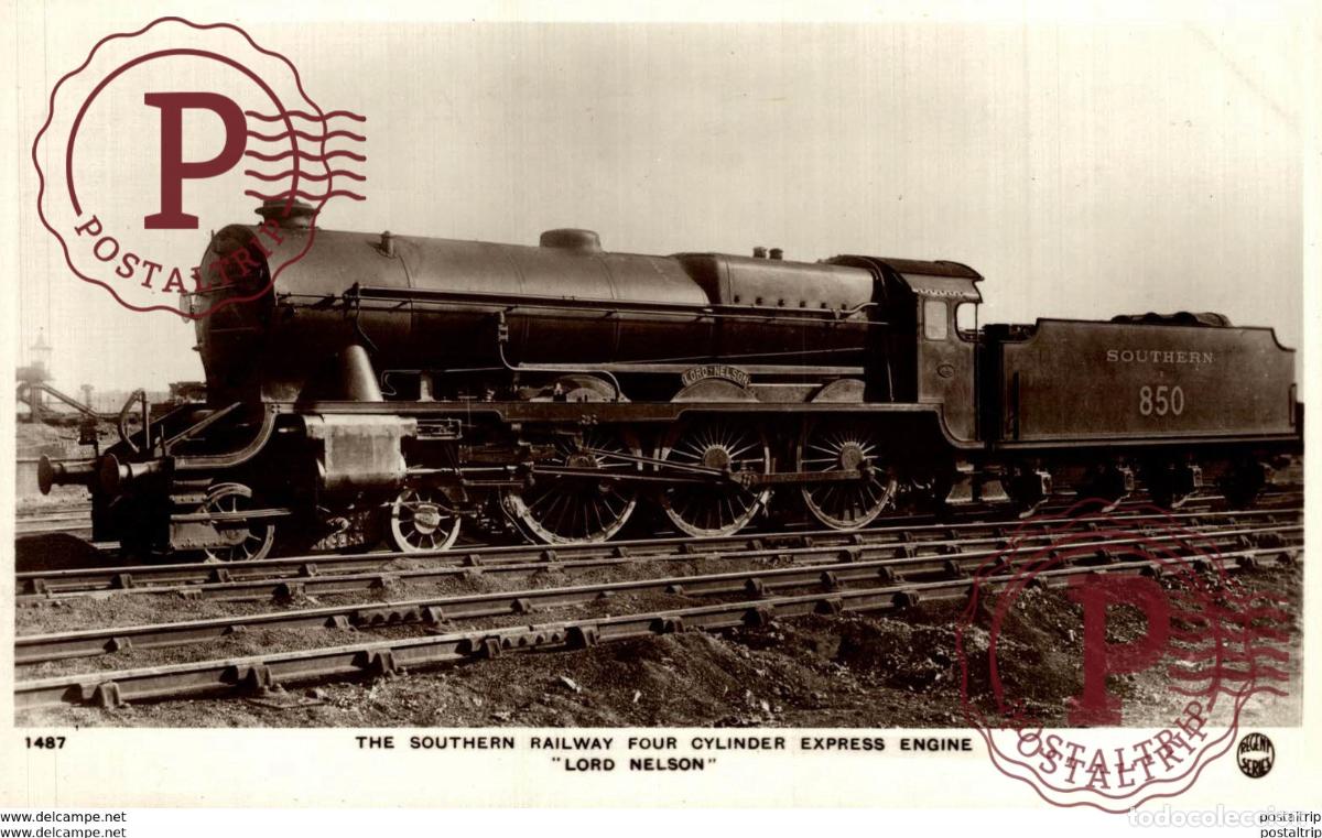 Postcards: Express Engine, Lord Nelson. Train, Tren.