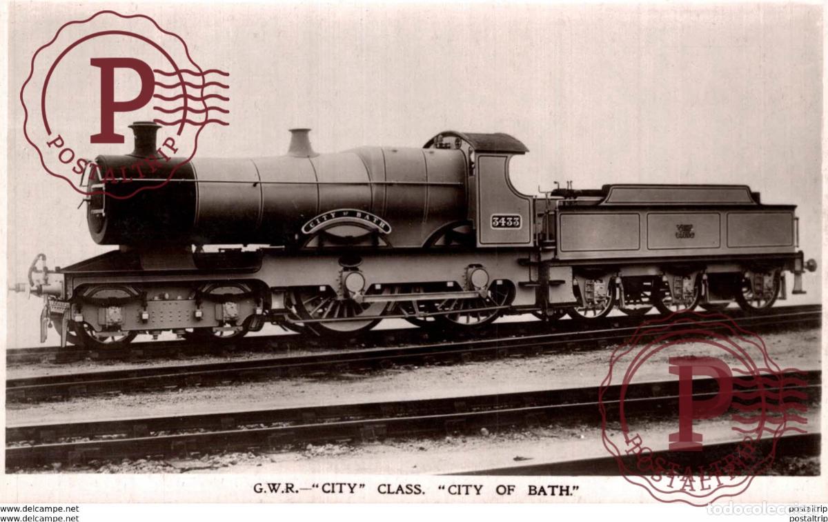 Postcards: G.W.R. CITY CLASS OF BATH. Train, Tren.