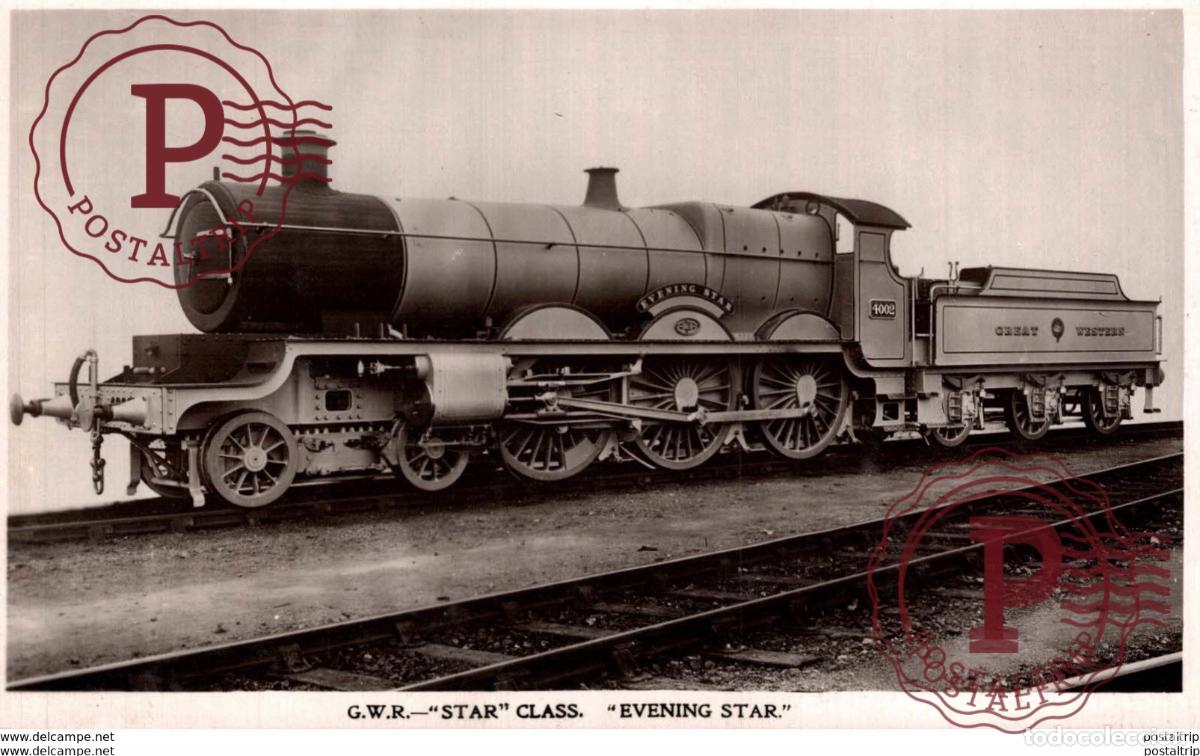 Postcards: G.W.R. STAR CLASS EVENING STAR. Train, Tren.
