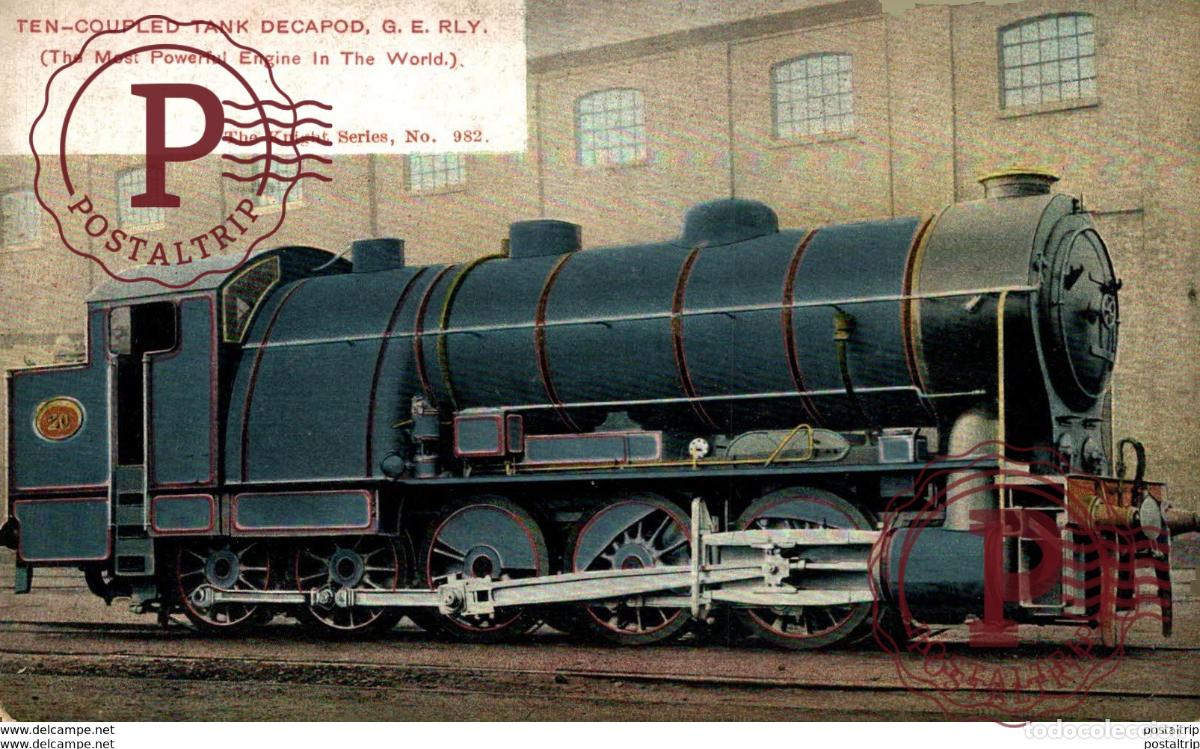 Postales: Ten-Coupled Tank Decapod, G.E.RLY. Train, Tren.