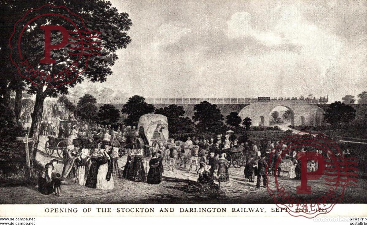 Postales: Opening of the Stockton and Darlington Railway. Train, Tren.