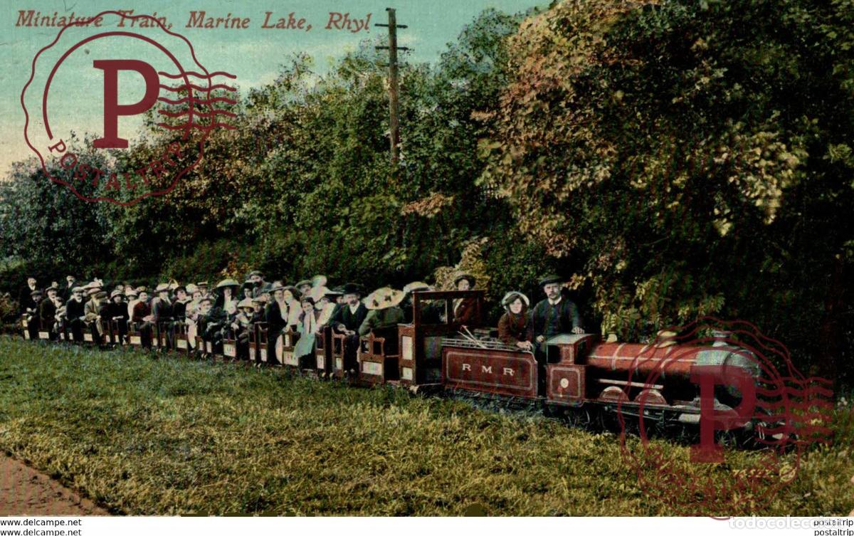 Postales: Miniature Train, Marine Lake, Rhyl. Train, Tren.
