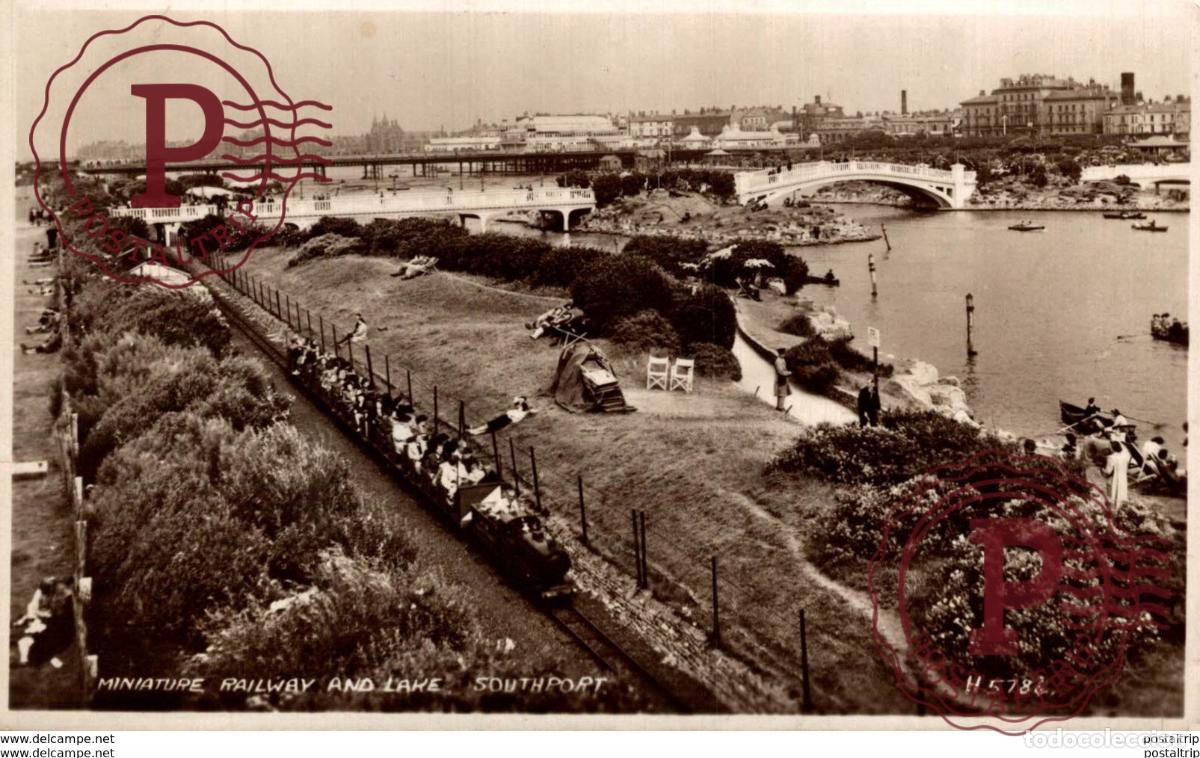 Postais: Miniature Railway and Lake. Southport. Train, Tren.