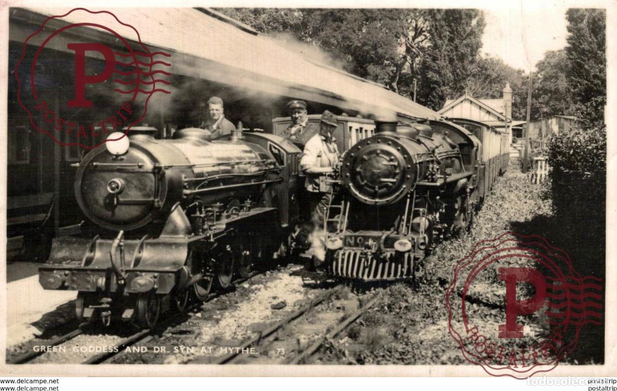 Postales: Green Goddes and Dr. Syn at Hythe. Train, Tren.