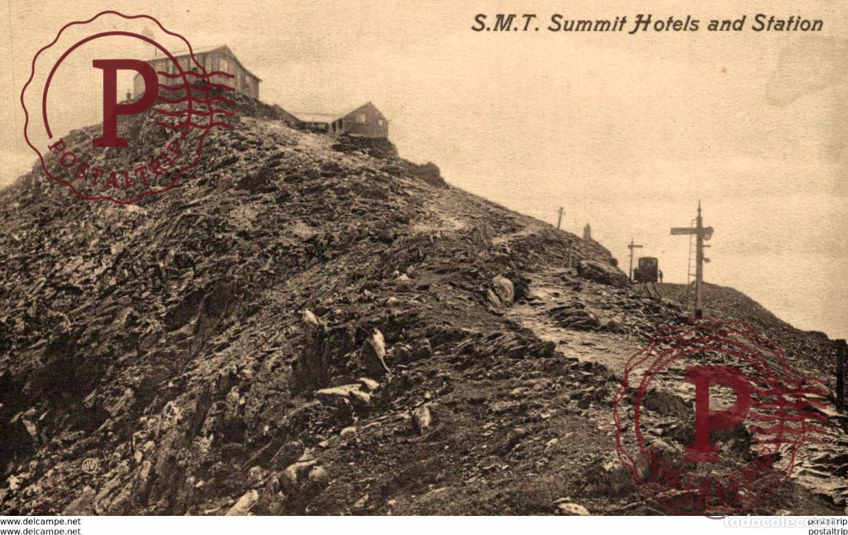 Postales: S.M.T. Summit Hotels and Station. Train, Tren.