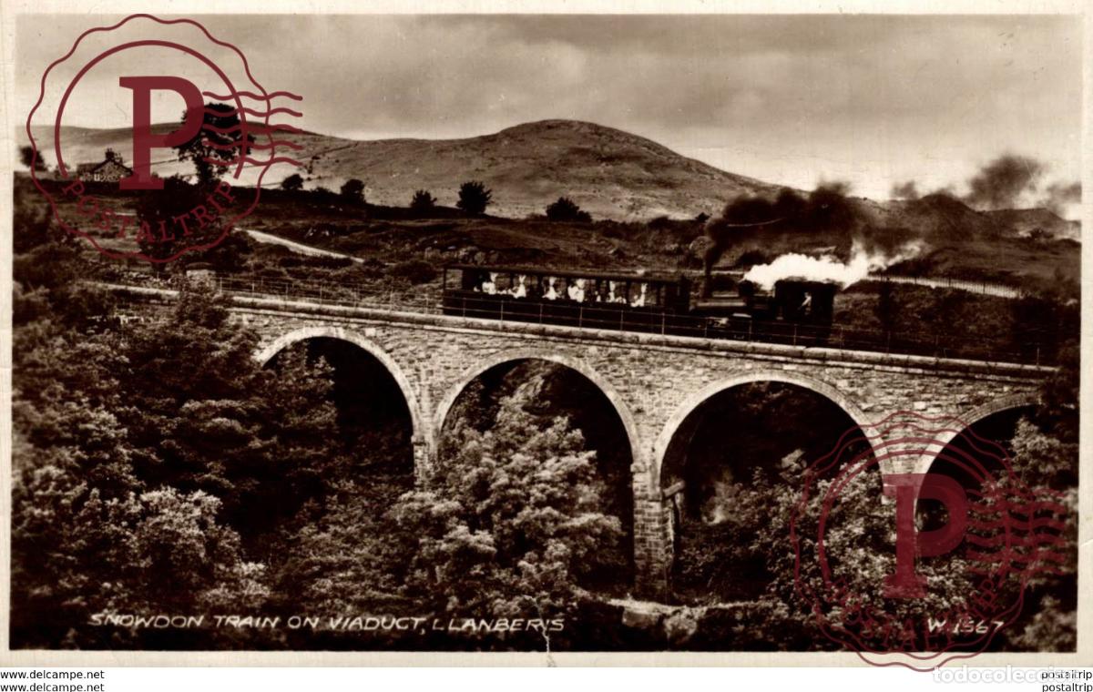 Postales: Snowdon Train on Viaduct, Llanbers. Train, Tren.