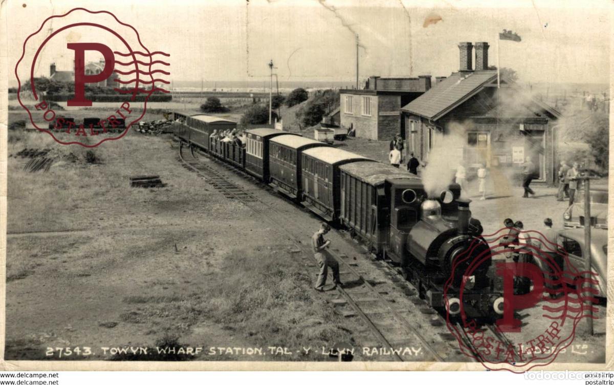 Postales: Towyn Wharf Station. Train, Tren.