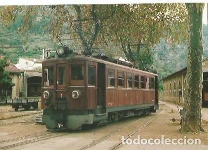 Postales: POSTAL A COLOR NUM 34 ESTACION DE SOLLER MALLORCA AUTOMOTOR N&ordm; 1 FERROCARRIL DE PALMA A SOLLER