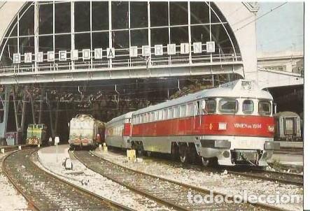 Postales: POSTAL A COLOR N&ordm; 429 LOCOMOTORA DIESEL HIDRAULICA TALGO 353 ANTIGUA ESTACION TERMINO BARCELONA EURO