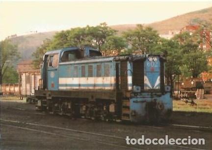 Postales: POSTAL A COLOR N&ordm; 774 F C PONFERRADA VILLABLINO LOCOMOTORA DIESEL HIDRAULICA N&ordm; 602 SERIE 601 602 VI